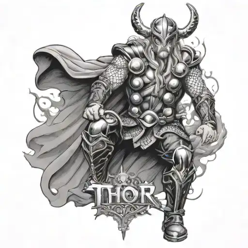 thor god tattoo design idea
