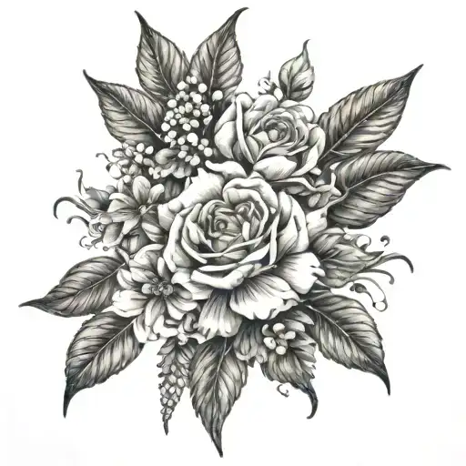 floral filler tattoo design idea