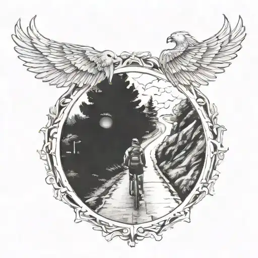 keep going no matter how hard the road tattoo design idea