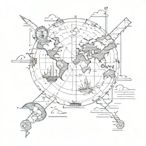 navigation map outline tattoo design idea