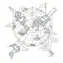 navigation map outline tattoo design idea