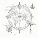 navigation map outline tattoo design idea