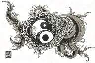 yin yang made to go around the collar bone, one side white one side black middle both tattoo design idea