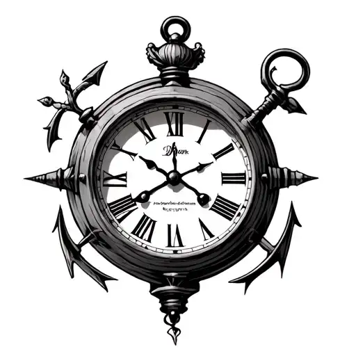 Nautical Clock tattoo design idea