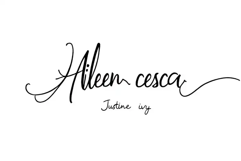 combing this name to make it a tattoo Aileen cesca shaira Justine ivy tattoo design idea