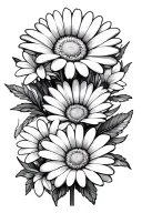 April birth flower Daisy, August birth flowers, June birth flower, December birth flower, and September colored paw prin tattoo design idea