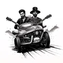 street racing and musician inspired design for 4 men who have passed tattoo design idea