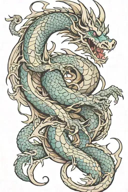 dragon intertwined tattoo design idea