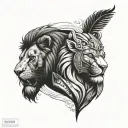 lion and gladiator  tattoo design idea