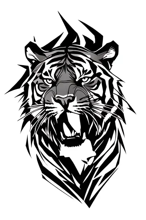 tiger roaring tattoo design idea