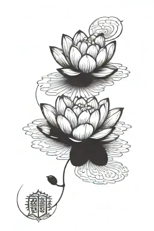 lotus flower water Moon tattoo design idea