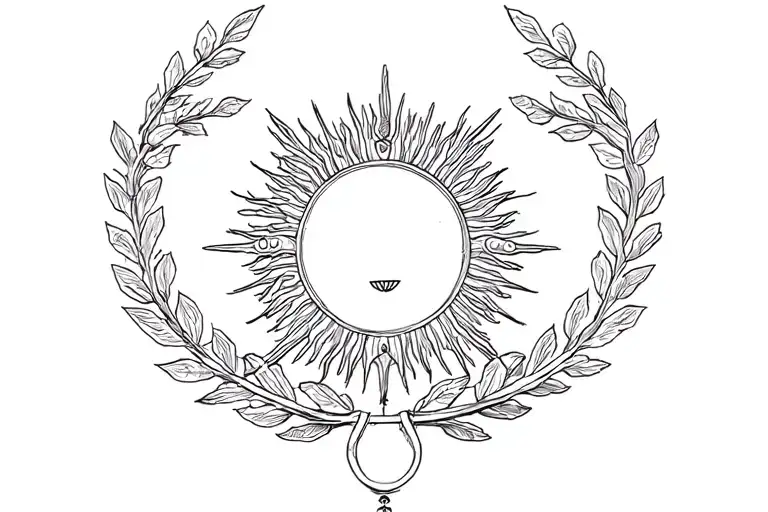 apollo lyre sun laurel wreath combined tattoo design idea