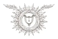 apollo lyre sun laurel wreath combined tattoo design idea