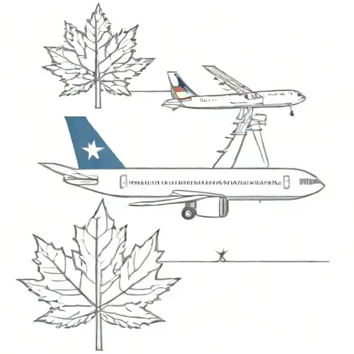 airplane, philippine flag, maple leaf intertwined within tattoo design idea