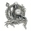 Grim Reaper Holding a clock tattoo design idea