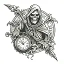 Grim Reaper Holding a clock tattoo design idea