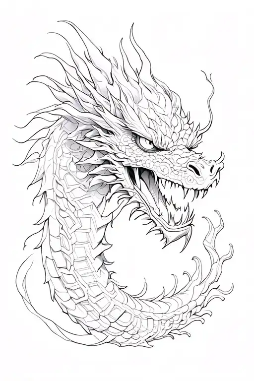 chinese dragon cyberpunk tattoo design idea