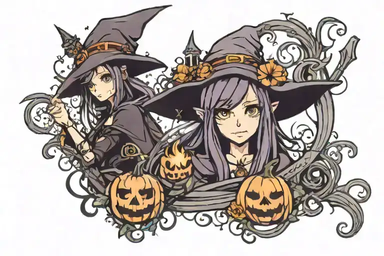 Spooky Mythical Witchy tattoo design idea