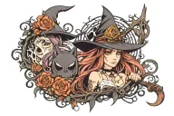 Spooky Mythical Witchy tattoo design idea