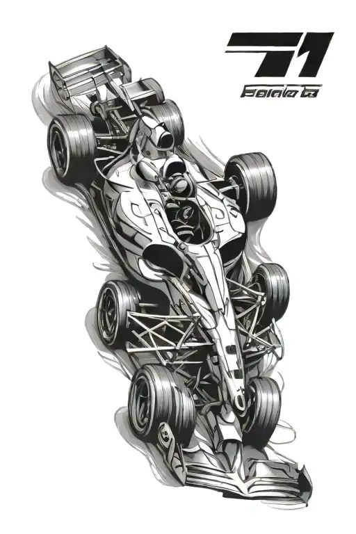 formula 1 car racing tattoo design idea