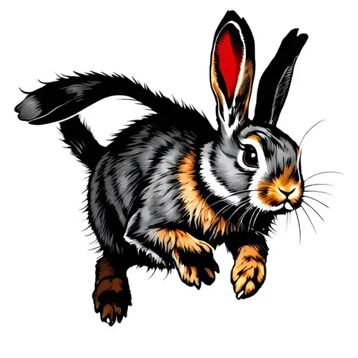 running Jack rabbit climbing tattoo design idea