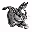 running Jack rabbit climbing tattoo design idea