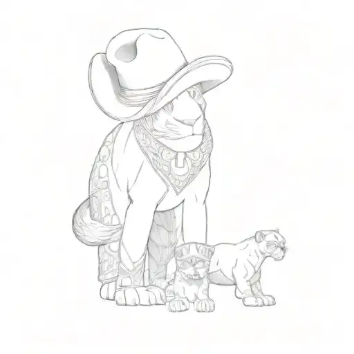 the sheppard is wearing a big sombrero hat and the panthers are black tattoo design idea