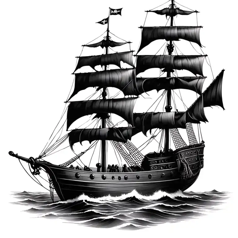 black pearl ship from pirates of the caribbean nautical map tattoo design idea
