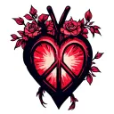 a heart with a peace sign inside it tattoo design idea