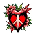 a heart with a peace sign inside it tattoo design idea