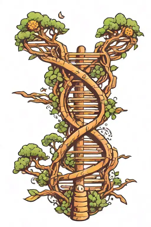 dna strip with tree growing tattoo design idea
