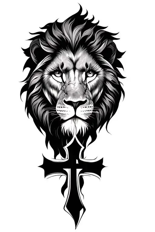 lion with cross inside eye  tattoo design idea