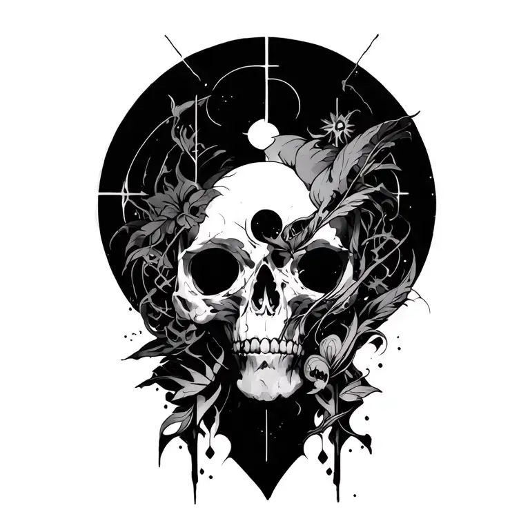 Tattoo design for the song "Ascensionism" by Sleep Token. Make it dark fantasy while showcasing the dark and deep, toxic tattoo design idea