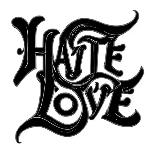 HATE LOVE word ambigram tattoo design idea