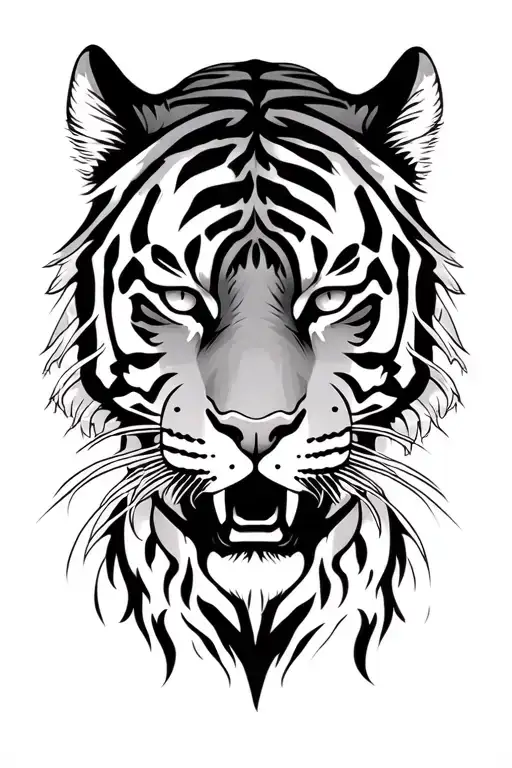 half tiger face tattoo design idea