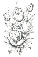 tulips with leafs  tattoo design idea