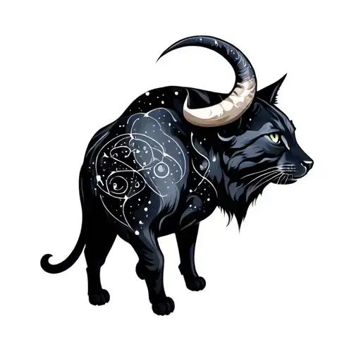 bull and cat taurus constellation tattoo design idea