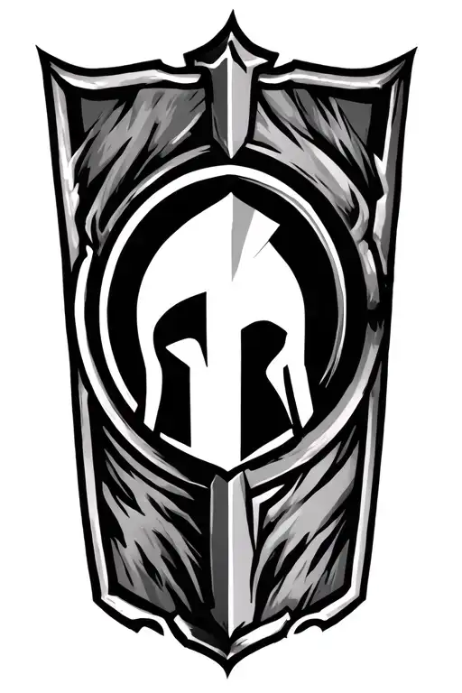 spartan shield circle tattoo design idea