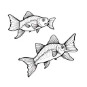 clown,fish tattoo with best friend tattoo design idea