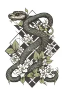 garden of eden snake with hawthorn and lily of the valley tattoo design idea