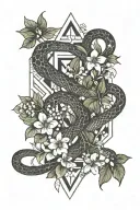 garden of eden snake with hawthorn and lily of the valley tattoo design idea