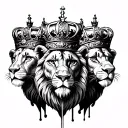 Three little lions with crowns of kings tattoo design idea