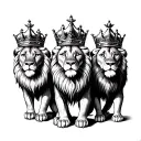 Three little lions with crowns of kings tattoo design idea