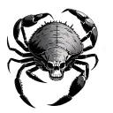 Tribal coconut crab with a skull body shaped like tattoo design idea