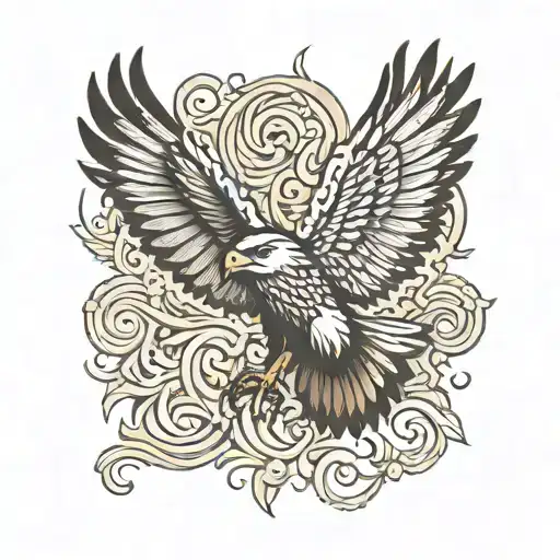 Hawk with large wings spread wide tattoo design idea