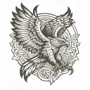 Hawk with large wings spread wide tattoo design idea