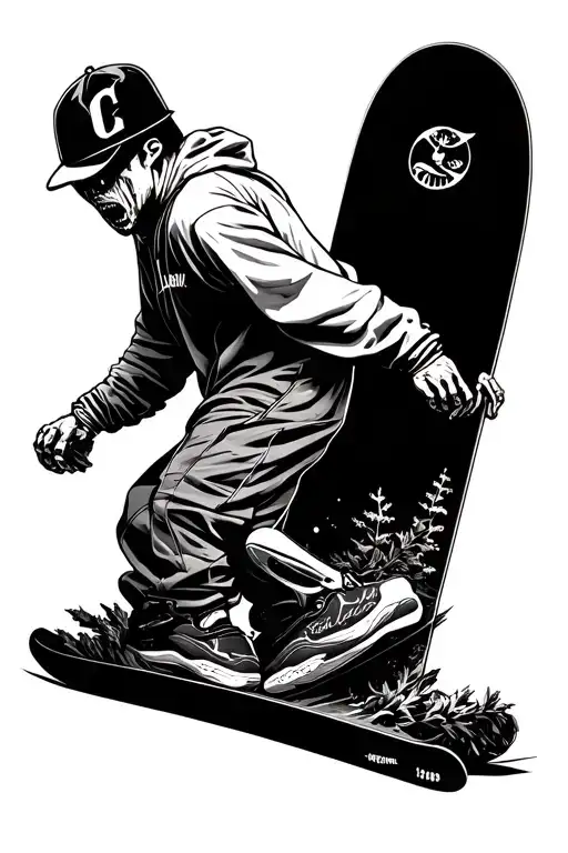 get rid of bones just have the snowboards, make "curry" more aggressive looking  tattoo design idea