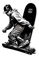 get rid of bones just have the snowboards, make "curry" more aggressive looking  tattoo design idea