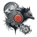 sasuke eternal mangekyou sharingan with black crows tattoo design idea
