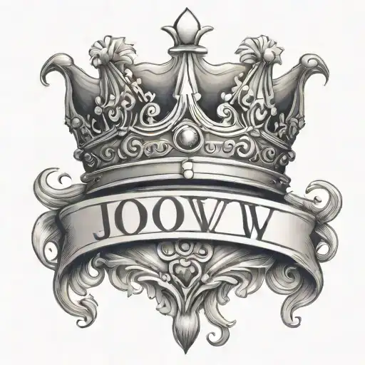 princess crown with initials JOW tattoo design idea